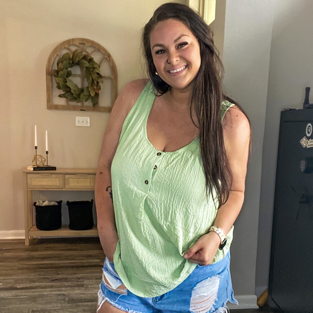 Always Chill Basic Loose Tank- Green